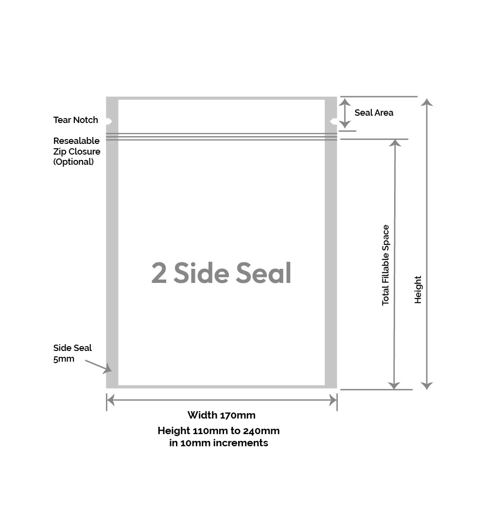 Layflat Pouch 2-Side Seal_Zipper 170mm