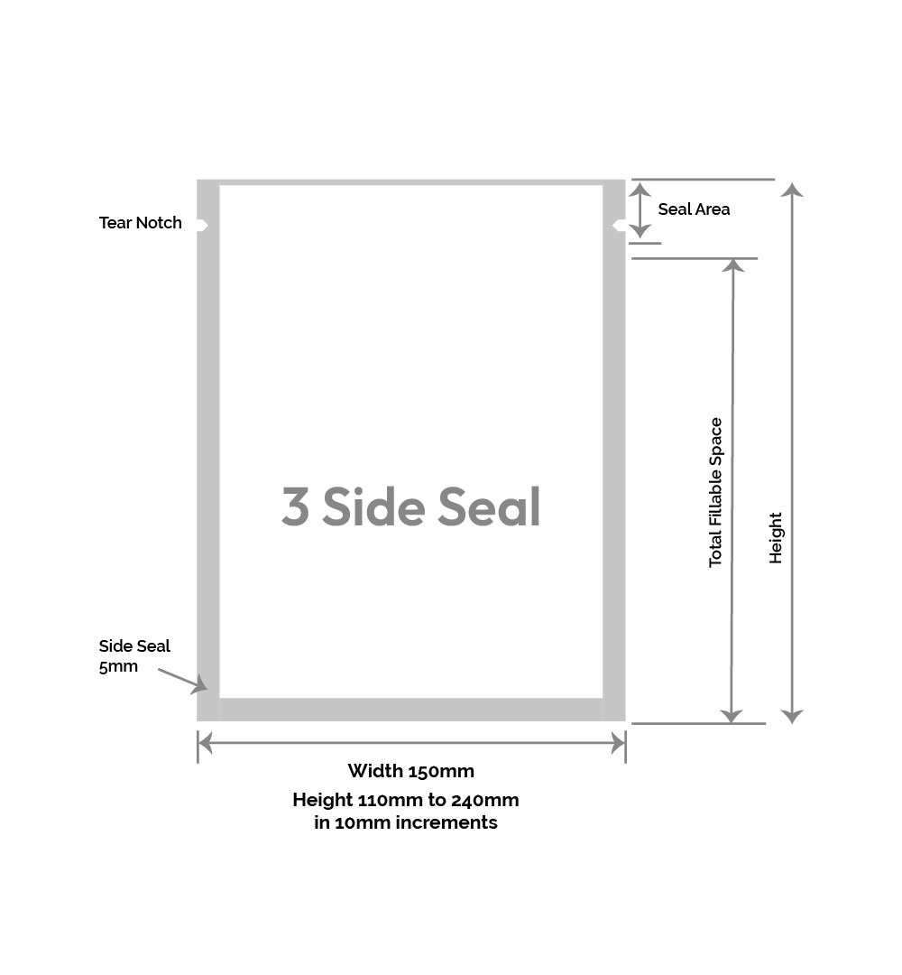 Layflat Pouch 3-Side Seal_Tear 150mm
