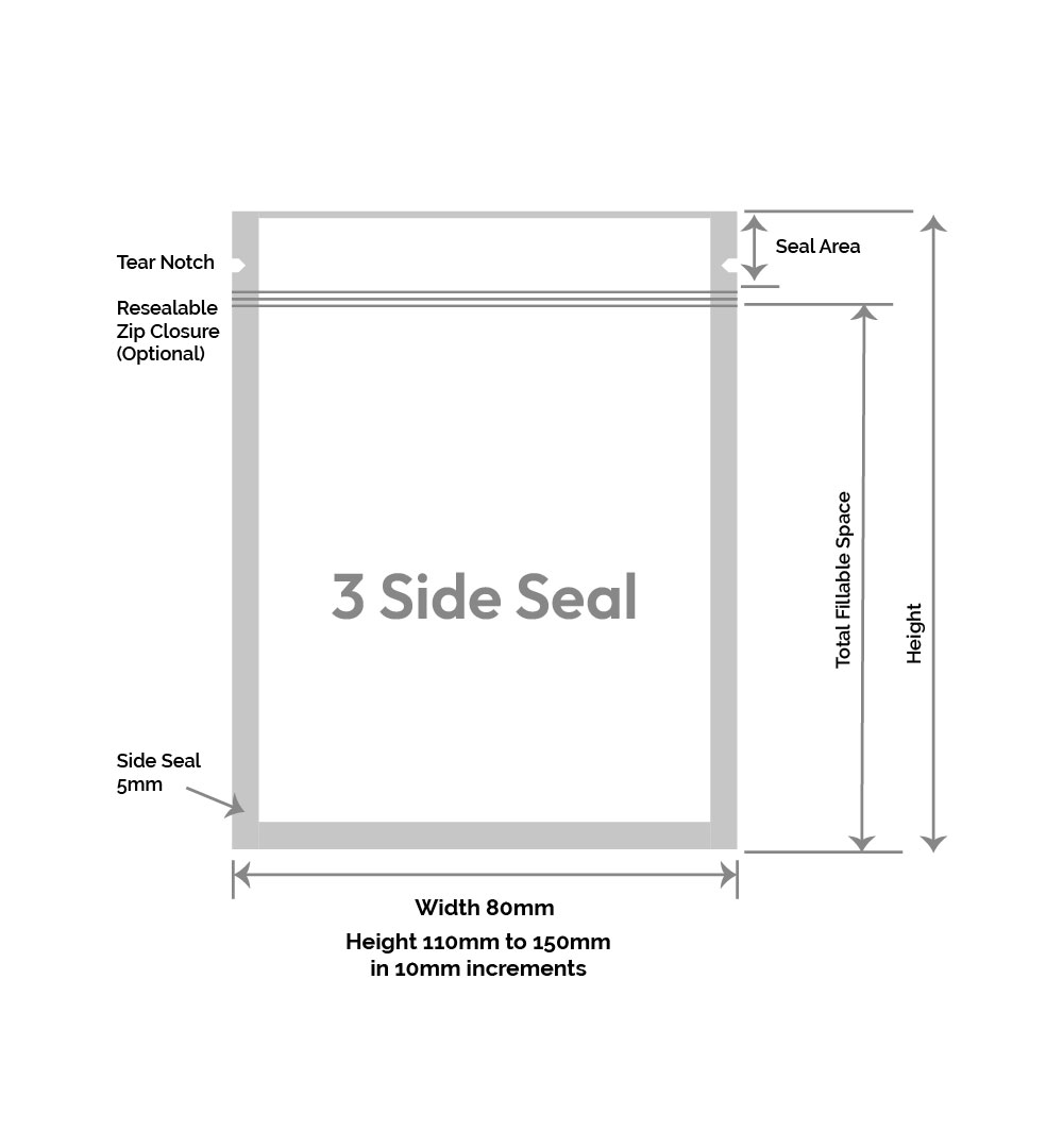 Layflat Pouch 3-Side Seal_Zipper 80mm