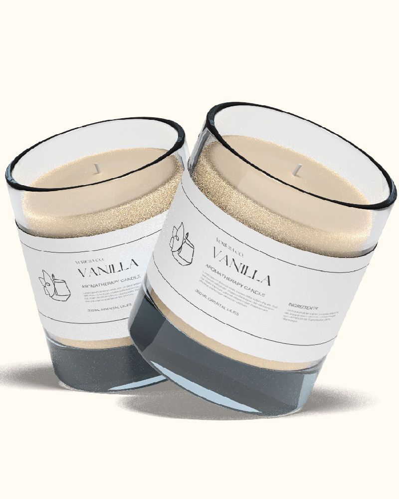 white PP stickers showcase candles