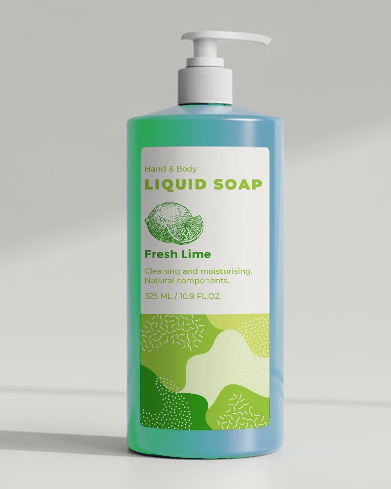 white PP stickers showcase liquid soap