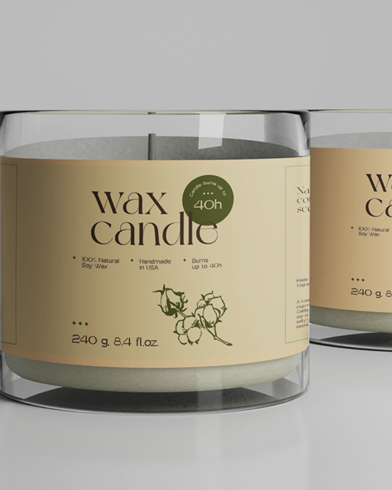 kraft stickers showcase soy candle